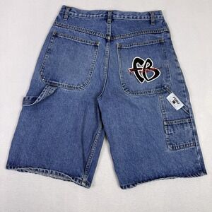 Vintage FUBU Denim Carpenter Shorts Mens 32 Baggy Blue 90s Y2K Big Logo USA